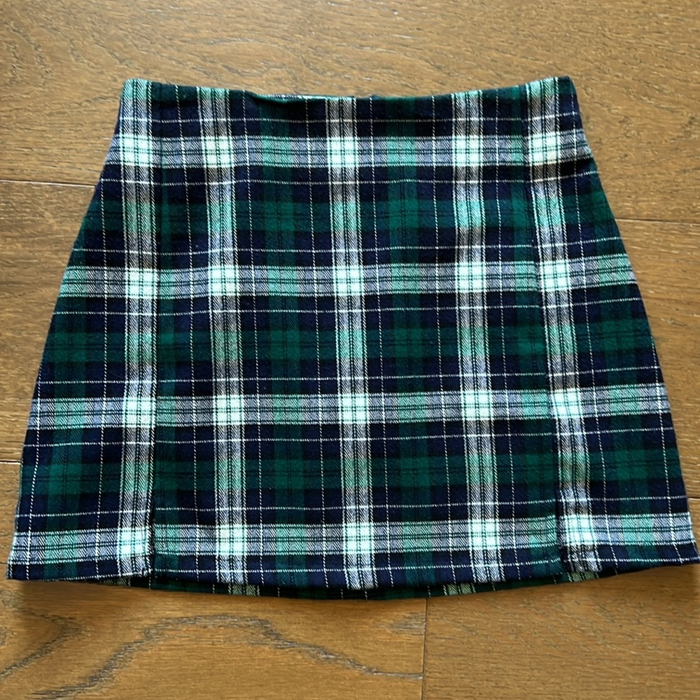 Brandy Melville Plaid Green and Blue mini skirt